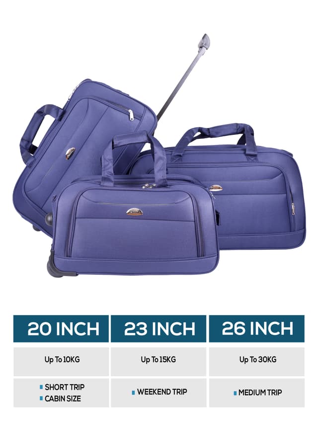 شنطة سفر (حقيبة سفر) عدد 3 – أزرق  ABRAJ 2 Wheel Duffle Bag - 182290