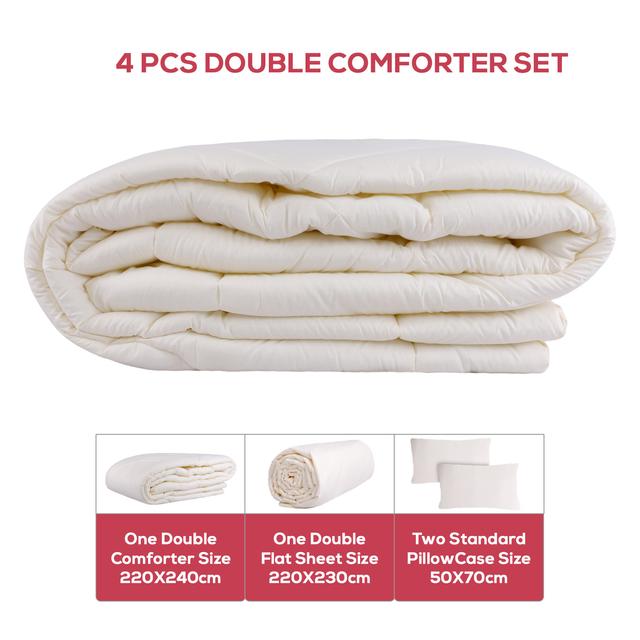 طقم سرير 4 قطع - أبيض PARRY LIFE 4 Pcs Comforter 1 Double Comforter - SW1hZ2U6NDE3ODc4