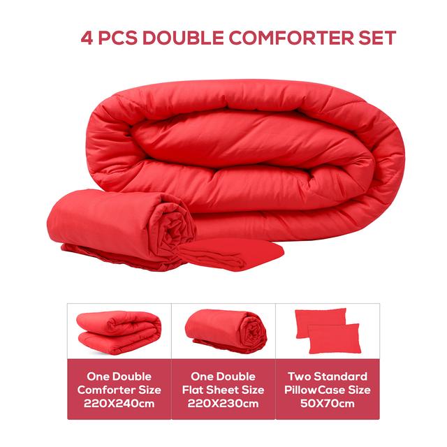 طقم سرير 4 قطع - أحمر PARRY LIFE 4Pcs Comforter Set - SW1hZ2U6NDE3ODMw
