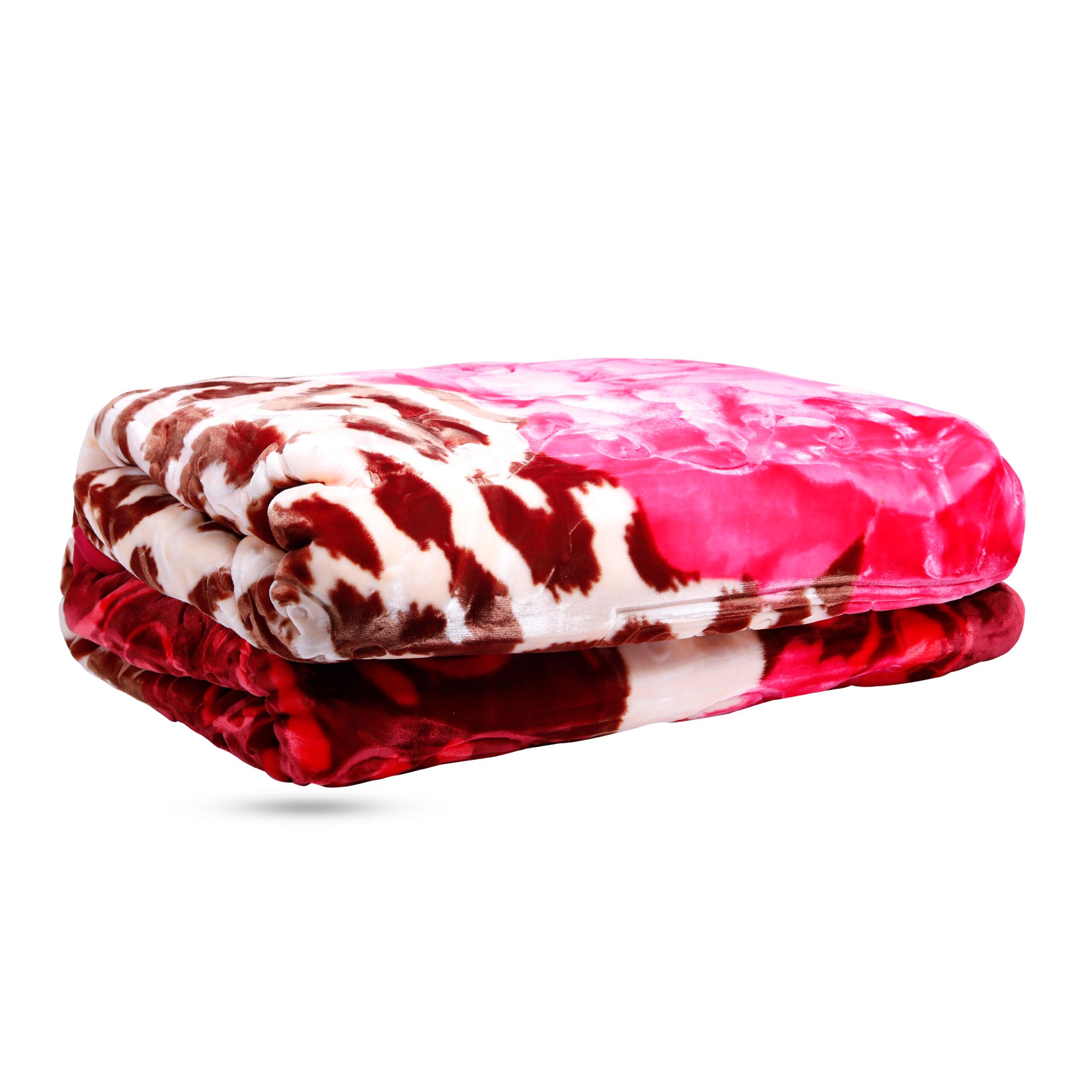 PARRY LIFE PLBL7531M2 Emarati Floral Maroon Bordered Double 2 Ply Embossed Blanket 200*240 Cm,Soft And Warm