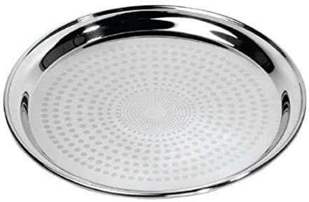 Royalford 24" Stainless Steel Group Serving Tray - Stackable Swirl Pattern Round Bar Tray Silver