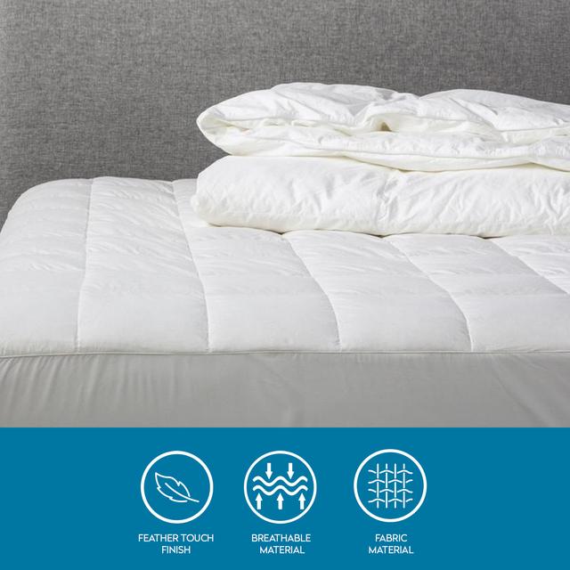 PARRY LIFE Soft Mattress Topper - Polyester Cover Microfiber Filling - Super soft, Box Stitched Mattress Protector Topper Cover, Elasticated Corner Straps - 200 x 200 cm - SW1hZ2U6NDE3NDQy