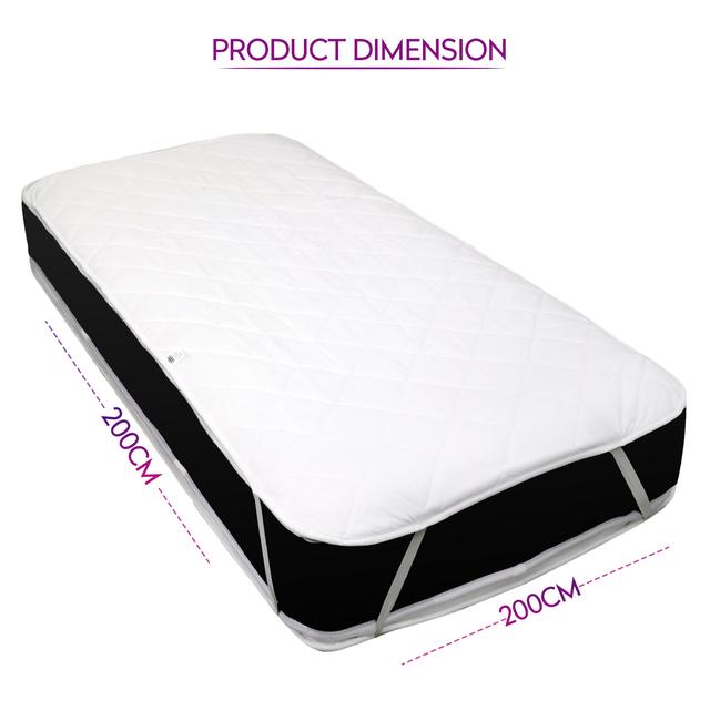 PARRY LIFE Soft Mattress Topper - Polyester Cover Microfiber Filling - Super soft, Box Stitched Mattress Protector Topper Cover, Elasticated Corner Straps - 200 x 200 cm