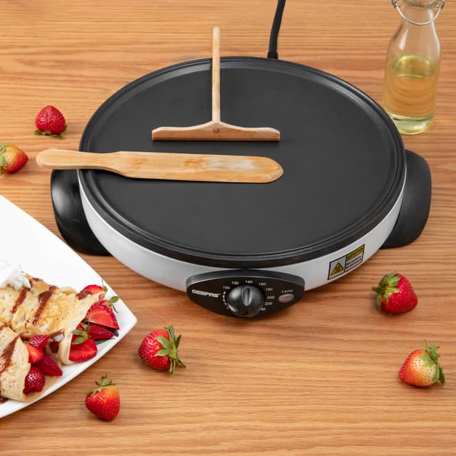 جهاز صنع الكريب باستطاعة 1000 وات و مقاس 33 سم Geepas Crepe Maker, 13" Die-Cast Aluminum Baking Plate
