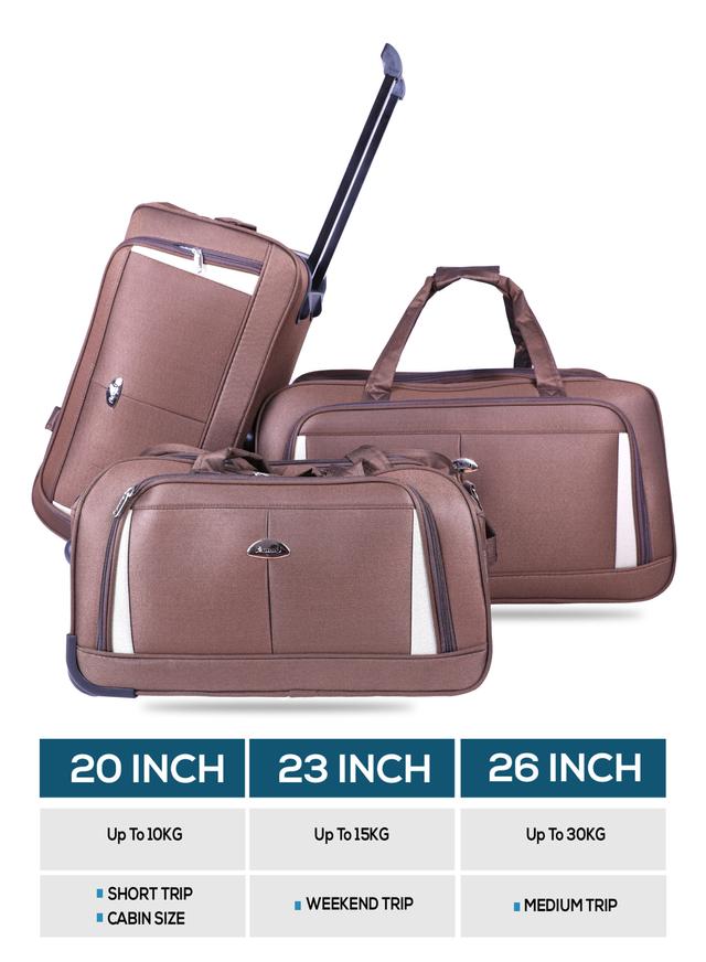 شنطة سفر (حقيبة سفر) عدد 3 – بني فاتح  ABRAJ 2 Wheel Duffle Bag - SW1hZ2U6NDE4OTMy