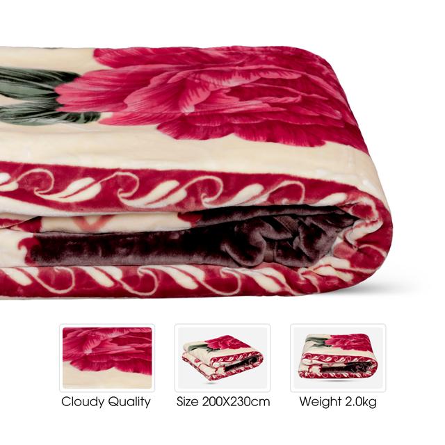 لحاف (بطانية) 200×230 سم - أحمر كريمي PARRY LIFE 1 Ply Kucu Embossed Cloud Blanket - SW1hZ2U6NDIyNzk4