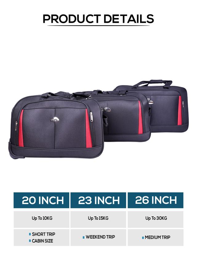 شنطة سفر (حقيبة سفر) عدد 3 – أسود  ABRAJ 2 Wheel Duffle Bag - SW1hZ2U6NDE4OTIx