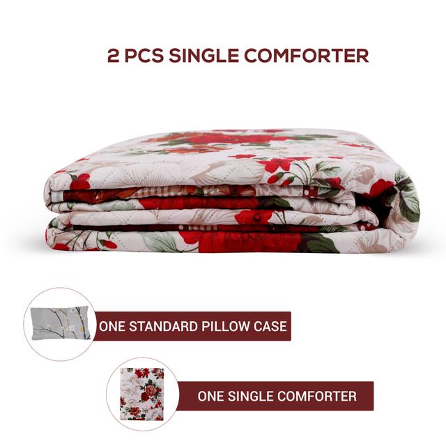 طقم سرير 2 قطعة - أحمر و أبيض PARRY LIFE 2 Pcs Single Comforter - SW1hZ2U6NDE3OTA3