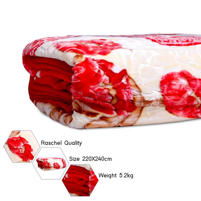 PARRY LIFE PLBL7531M2 Emarati Floral Maroon Bordered Double 2 Ply Embossed Blanket 220*240 Cm,Soft And Warm - SW1hZ2U6NDE3MjUz
