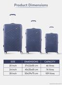 PARA JOHN Bricks 3 Pcs Trolley Luggage Set, Navy - SW1hZ2U6NDA3NzI3