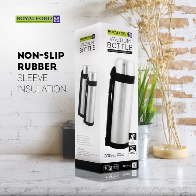 مطرة ماء ستانلس ستيل 1.2 لتر | Royalford Insulated Water Vacuum Bottle