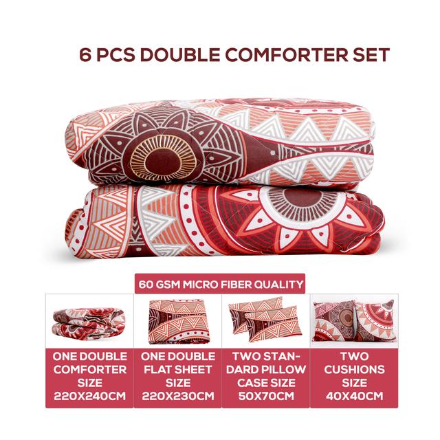 PARRY LIFE DOUBLE 65GSM COMFRTER 6 PCS, Double FlatSheet , 2 Cushion,Pillow Case 220X240 - SW1hZ2U6NDE3ODQx