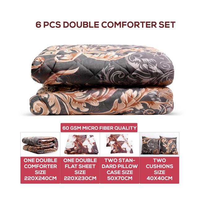 PARRY LIFE DOUBLE 65GSM COMFRTER 6 PCS, Double FlatSheet , 2 Cushion,Pillow Case 220X240 - SW1hZ2U6NDE3OTMx