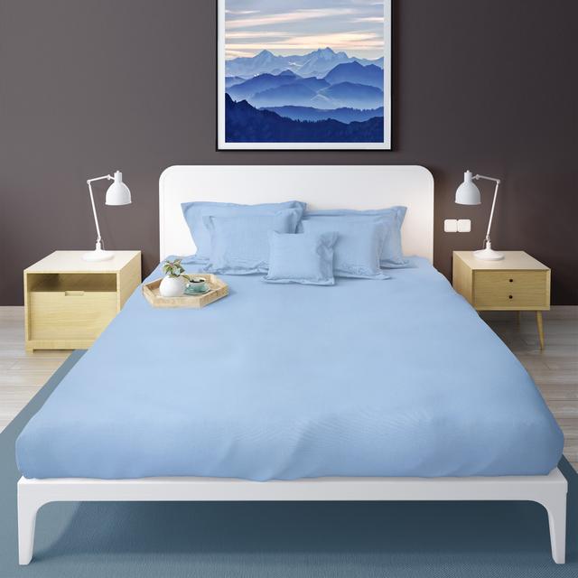 شرشف سرير مزدوج و 2 غطاء وسادة - أزرق PARRY LIFE Fitted Sheet - SW1hZ2U6NDE4MjQ4