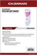 Olsenmark Rechargeable Ladies Epilator & Shaver, 2 In 1 - Two Speed Operation - Cordless - Brush - 3 - SW1hZ2U6NDE2MDc0