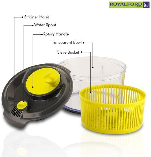 جهاز تدوير السلطة بسعة 1.5 لتر Mini Salad Spinner - Royalford - SW1hZ2U6NDA1ODc4