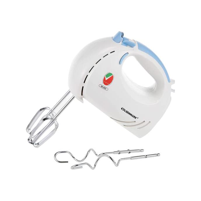 Olsenmark Hand Mixer - 150W Powerful Motor - 7 Speed Control - 2 Beaters And 2 Hooks - Mix, Stir