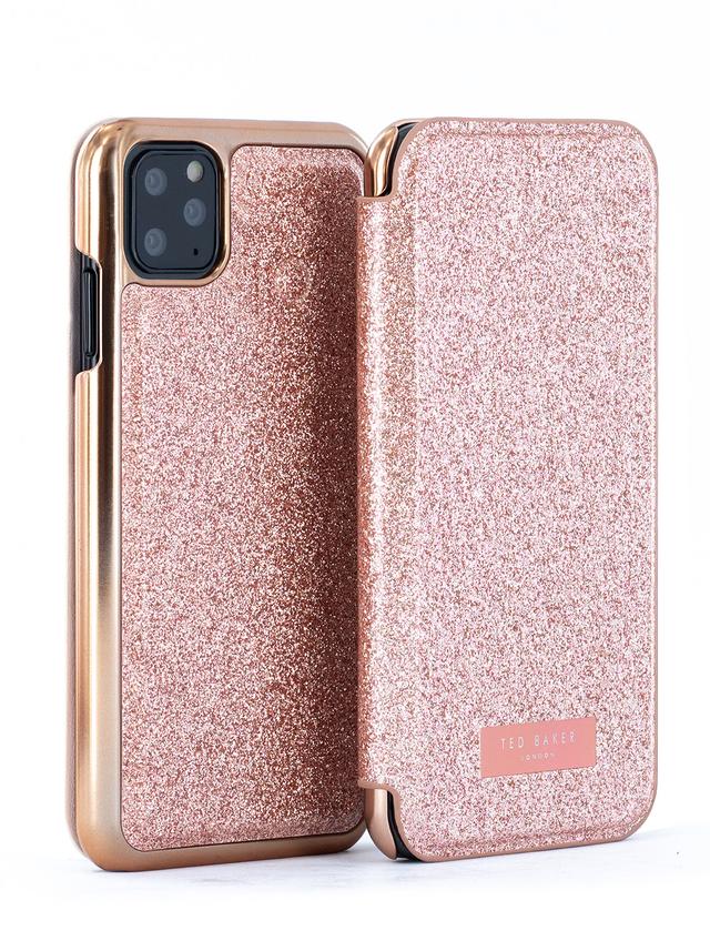 كفر ايفون مع حافظة جلد زهري بحواف ذهبية iPhone 11 Pro Max Folio Case Elegant Drop Protection Cover Wireless Charging Compatible من Ted Baker - SW1hZ2U6MzU5MTAy