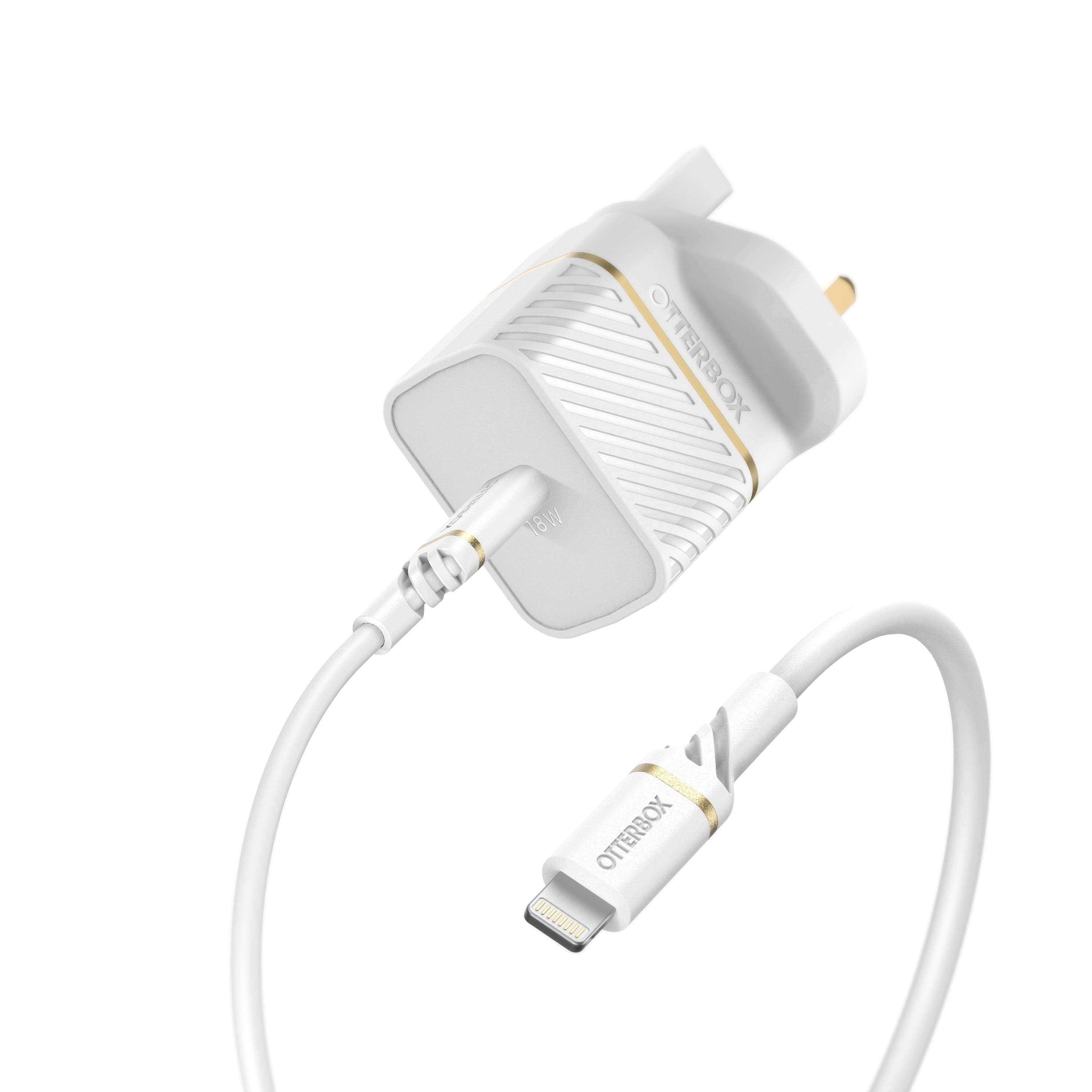 OtterBox UK Wall Charger Bundle - USB C 18W USB-PD + Type C - Lightning Cable - 1M - White, MFI, Suports Quick Charge and Fast Data Transfer, for iPhone and iPad