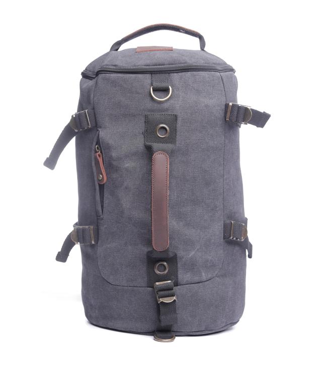 حقيبة ظهر جلد لون أسود Leather Canvas Backpack - Canvy - SW1hZ2U6NDE2NjM1