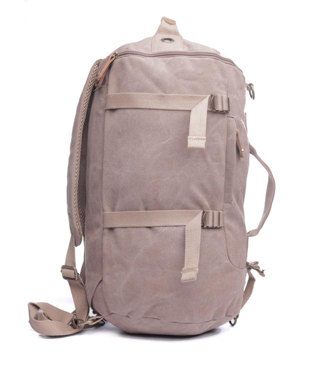 حقيبة ظهر جلد لون بيج Leather Canvas Backpack - Canvy - SW1hZ2U6NDE2NjUy