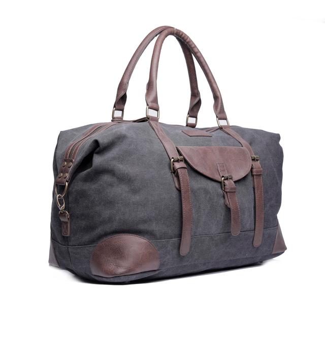 CANVY Canvas Duffle Bags - Portable Weekend Overnight Handbag Shoulder Bag, Unisex Travel Holdall Handbag with PU Leather Decoration - Weekend Daypack Large Holdall Travel Bag - SW1hZ2U6NDE4OTgx