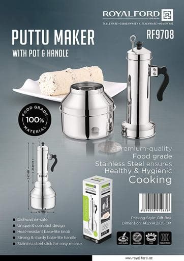 Royalford Puttu Maker - Stainless Steel Food Grade Material
