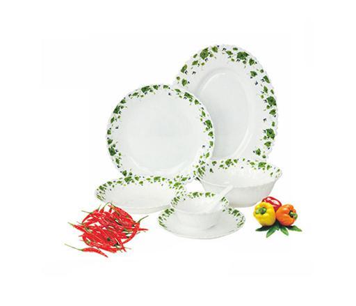 Royalford 33 Pieces Opal Ware Round Dinner Set - Floral Design Plates, Bowls - SW1hZ2U6MzcxMTY0