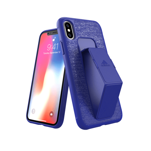 كفر موبايل أصلي بحزام خلفي لون أزرق - Grip Case for iPhone  XS/X - Adidas - SW1hZ2U6MzU5MzAz
