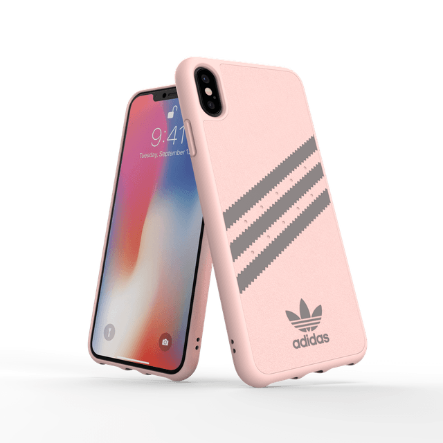 كفر موبايل أصلي بشعار أديداسوثلاث شرائط لون زهري فاتح- 3 Stripes Case for iPhone XS Max - Gazelle Pink - SW1hZ2U6MzU5MzIx