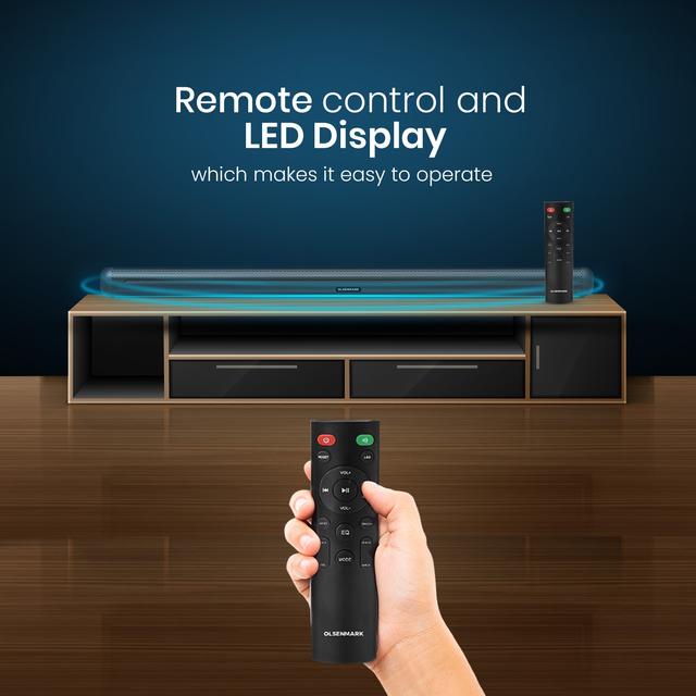 Olsenmark 2.1 High Bass Sound Bar, OMMS1286N | Small Sound Bar for TV with Bluetooth, USB, Opt, AUX Connection | 1400W PMPO | Mini Sound/Audio System for TV Speakers/Home Theater, Gaming, Projectors