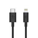 Belkin BOOST CHARGE USB-C to Lightning Cable 3Ft/1m - Fast Charging MFI cable for Apple iPhone 12/11 Pro Max/12/11 Pro/12 Mini/12/11/XR/XS/X Max/8/8 Plus iPad/iPad Mini - Black - SW1hZ2U6MzU5MDY3