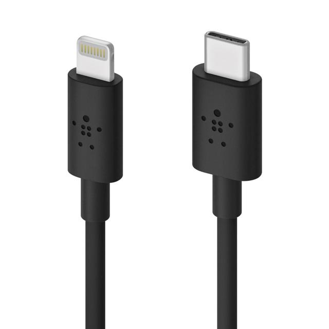 Belkin BOOST CHARGE USB-C to Lightning Cable 3Ft/1m - Fast Charging MFI cable for Apple iPhone 12/11 Pro Max/12/11 Pro/12 Mini/12/11/XR/XS/X Max/8/8 Plus iPad/iPad Mini - Black - SW1hZ2U6MzU5MDY5