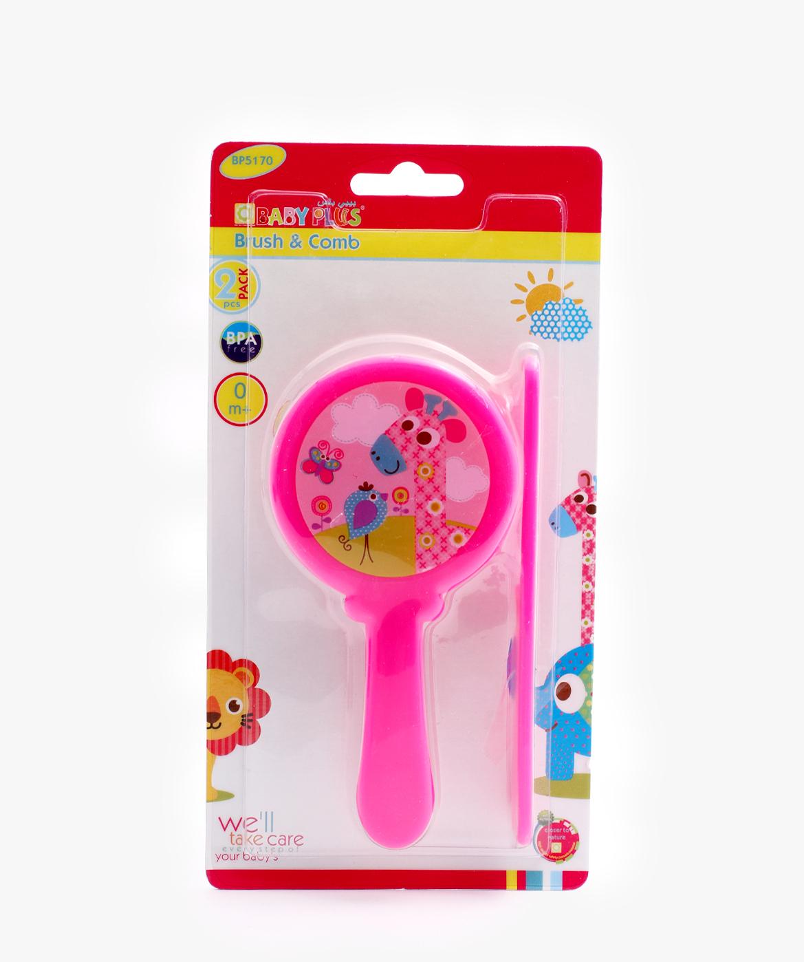 مشط شعر للأطفال عدد 2  Baby Plus 2Pcs Baby Hair Brush & Comb Set