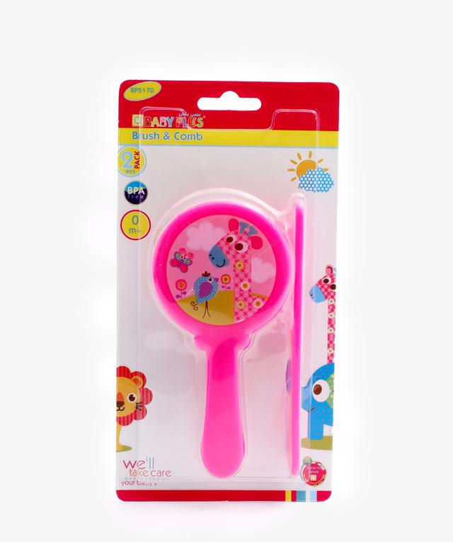 مشط شعر للأطفال عدد 2  Baby Plus 2Pcs Baby Hair Brush & Comb Set