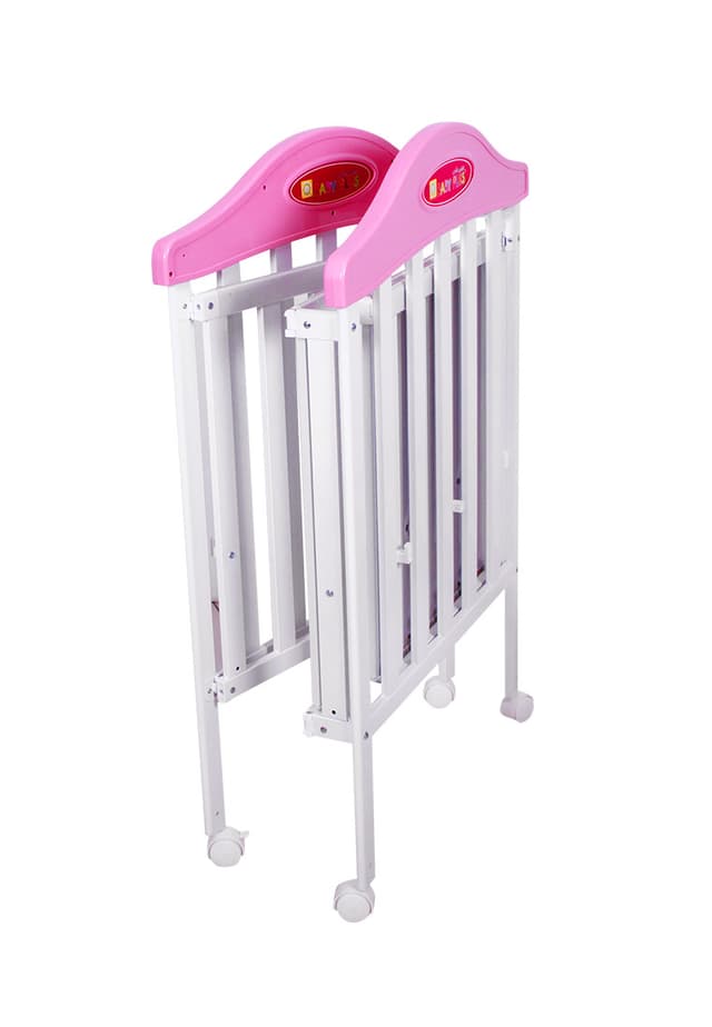 سرير للأطفال زهري مع ناموسية Wooden Bed With Cradle And Mosquito Net - Baby Plus