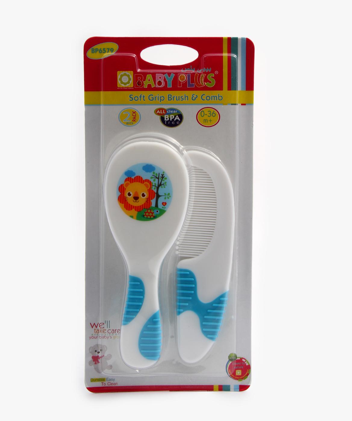 Baby Plus 2Pcs Baby Hair Brush & Comb Set - Portable Comfortable Handle Eliminate Cradle Cap