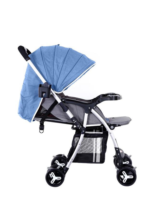 Baby Plus Blue Stroller Cum Pram, 0-36 M - SW1hZ2U6NDIyNDQw