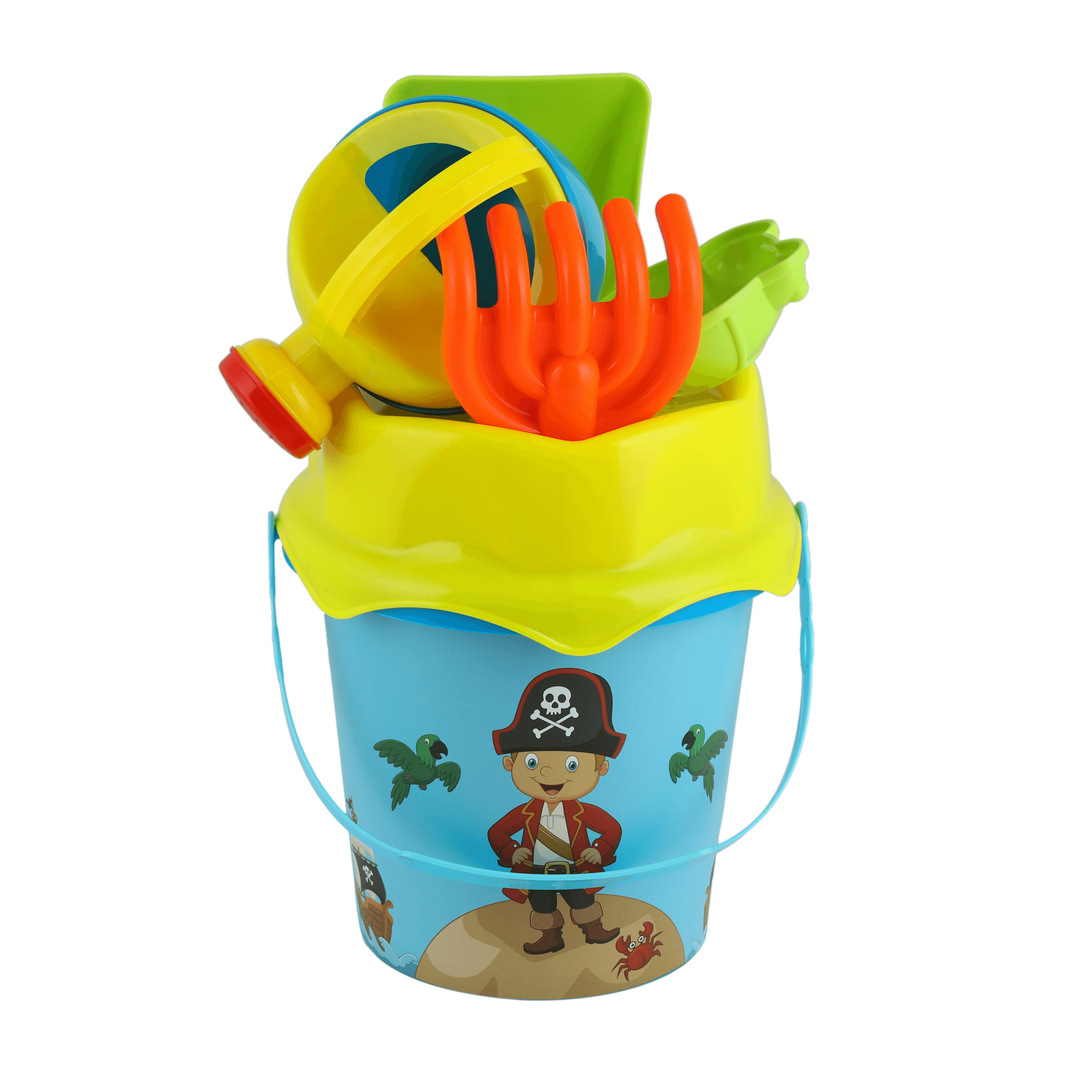 Baby Plus 6Pcs Bucket Set - Kids Beach Sand Toy Buckets Pails Set With Rakes, And Scoops