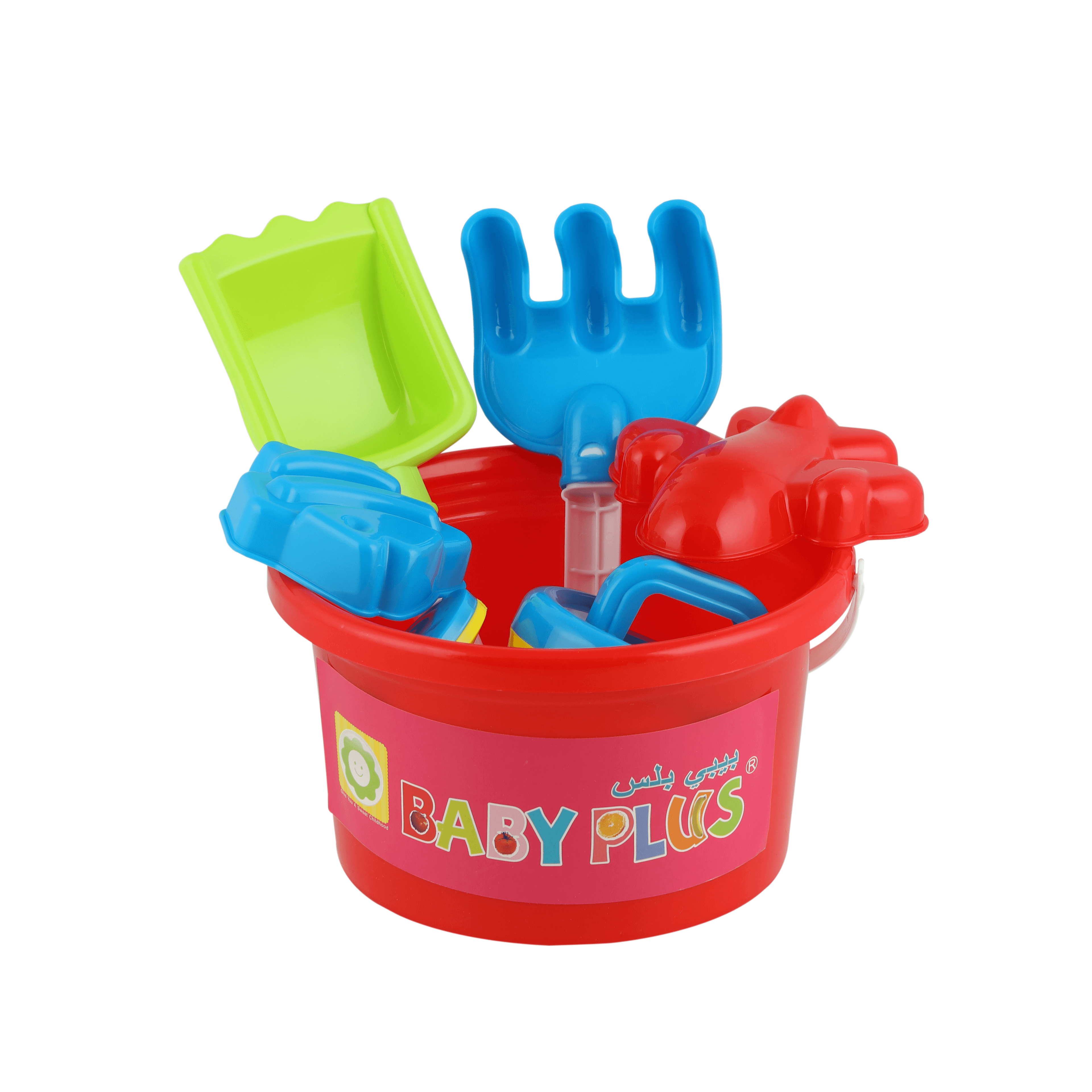 Baby Plus 6Pcs Bucket Set - Kids Beach Sand Toy Buckets Pails Set With Rakes, And Scoops