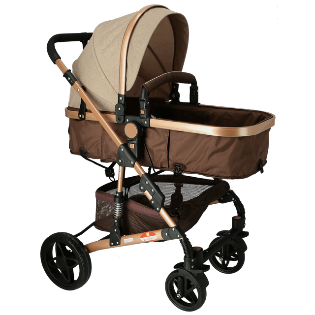 Baby Plus Khaki Baby Stroller - 3 In 1 Pram Stroller - Strollers, Kids Stroller, Best Quality Stroller - SW1hZ2U6NDIxMjM2