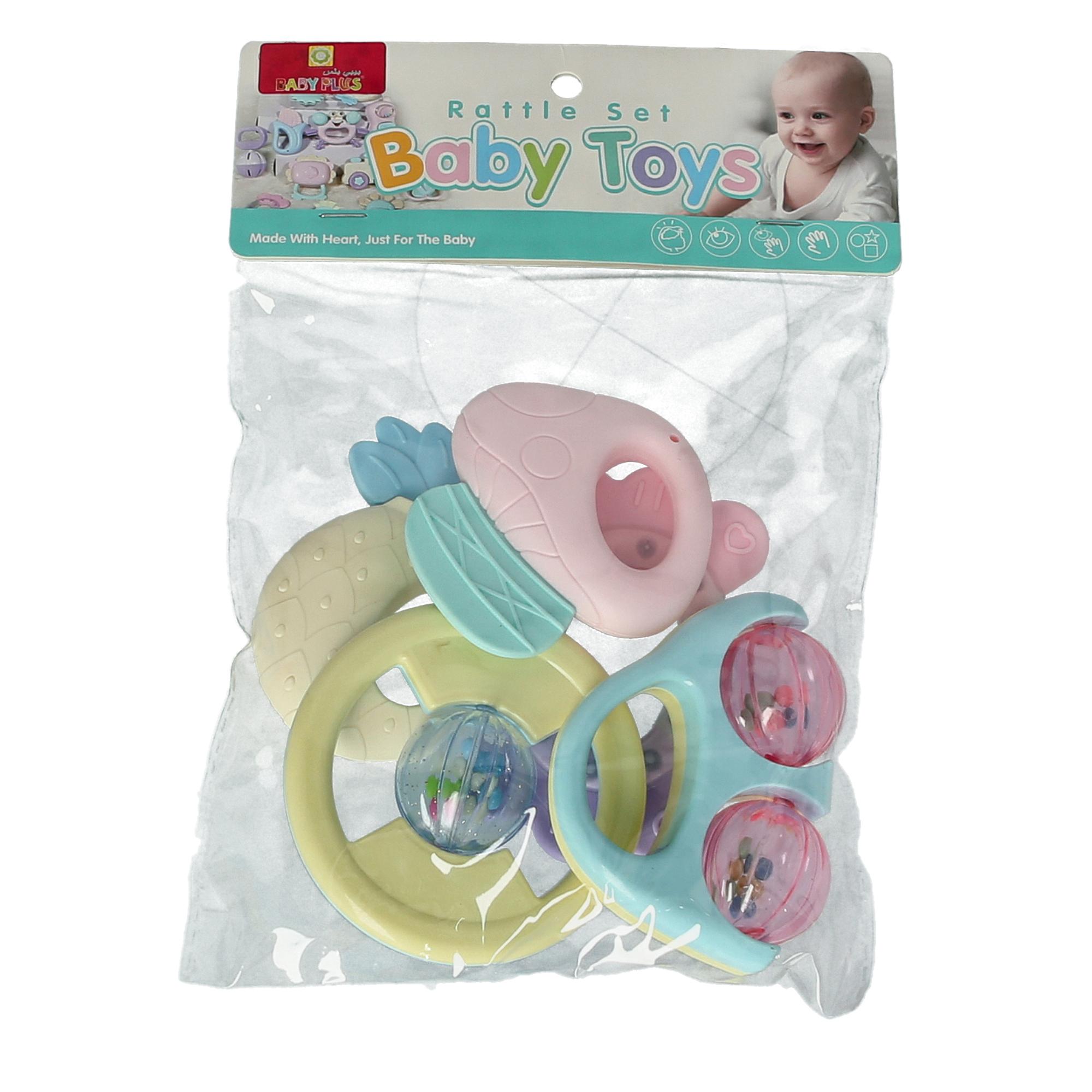 Baby Plus Baby Toys - Baby Rattle Teething Toys For Babies 0-6-12 Months 4Pcs, Multi-Surface Texture