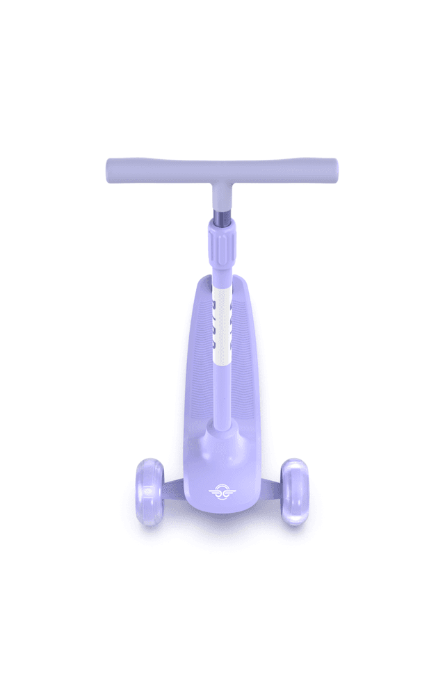 سكوتر ثلاثي العجلات للأطفال بأضواء ليد -بنفسجي Glow Kids Scooter -  Adjustable height, 3-wheels design, Stomp brake system - Bird