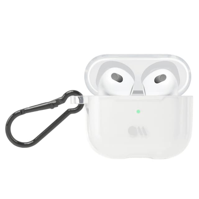 كفر سماعات لاسلكية مع مشبك للتعليق - شفاف - Apple Airpods 3rd Gen Case - Tough Clear Design, Lightning Port Access, Included Carbiner Clip, Precision Molded Fit, Wireless Charging Compatible -  Case mate