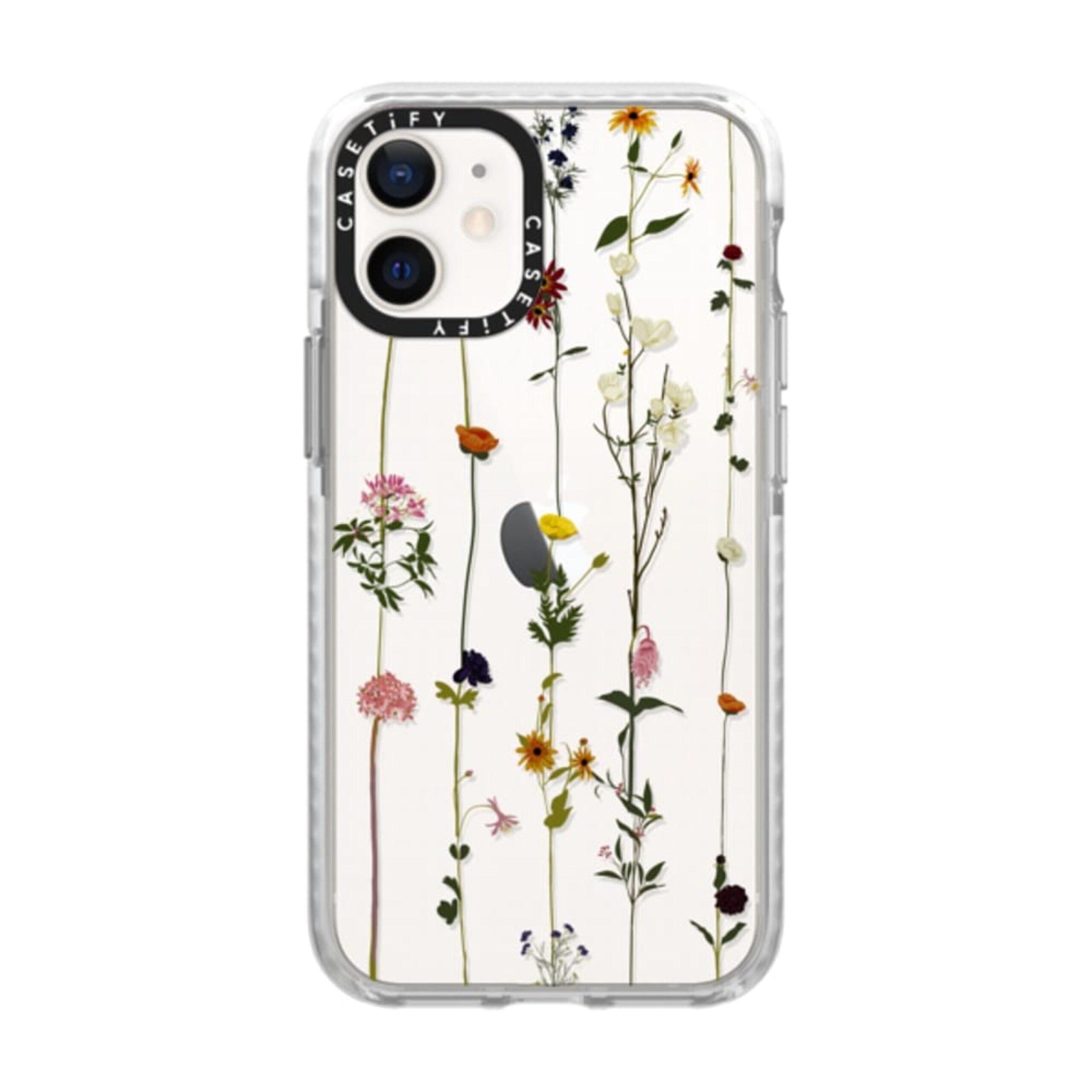 Casetify FLORAL PRINT Apple iPhone 12 Mini Case - 10 Ft. Ultra Impact Protection Shock Absorbing Cover, Anti-Microbial, Slim & LightWeight, Wireless & MagSafe Charging Compatible - Clear