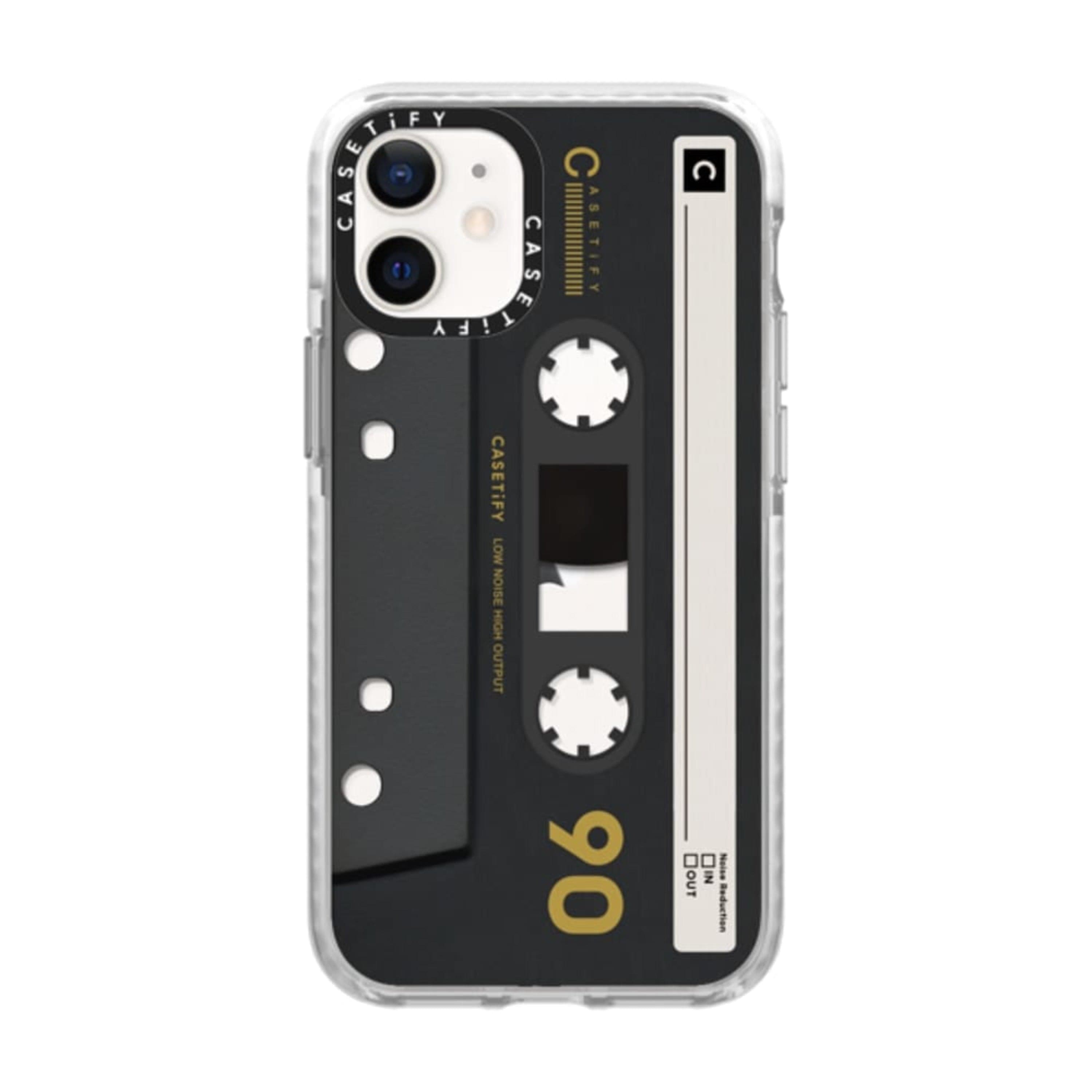 Casetify Cassette Collection Apple iPhone 12 Mini Case - 10 Ft. Impact Protection Shock Absorbing Cover, Anti-Microbial, Slim & LightWeight, Wireless & MagSafe Charging Compatible - Mixtape Black