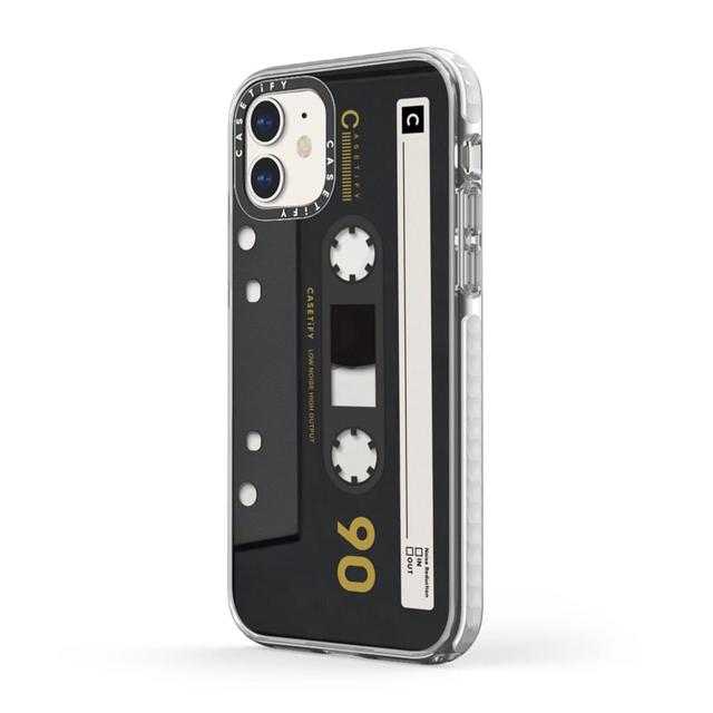 Casetify Cassette Collection Apple iPhone 12 Mini Case - 10 Ft. Impact Protection Shock Absorbing Cover, Anti-Microbial, Slim & LightWeight, Wireless & MagSafe Charging Compatible - Mixtape Black - SW1hZ2U6MzYwNzAw