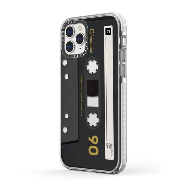 Casetify Cassette Collection Apple iPhone 12 Pro Max Case - 10 Ft. Impact Protection Shock Absorbing Cover, Anti-Microbial, Slim & LightWeight, Wireless & MagSafe Charging Compatible - Mixtape Black - SW1hZ2U6MzYwNzA3