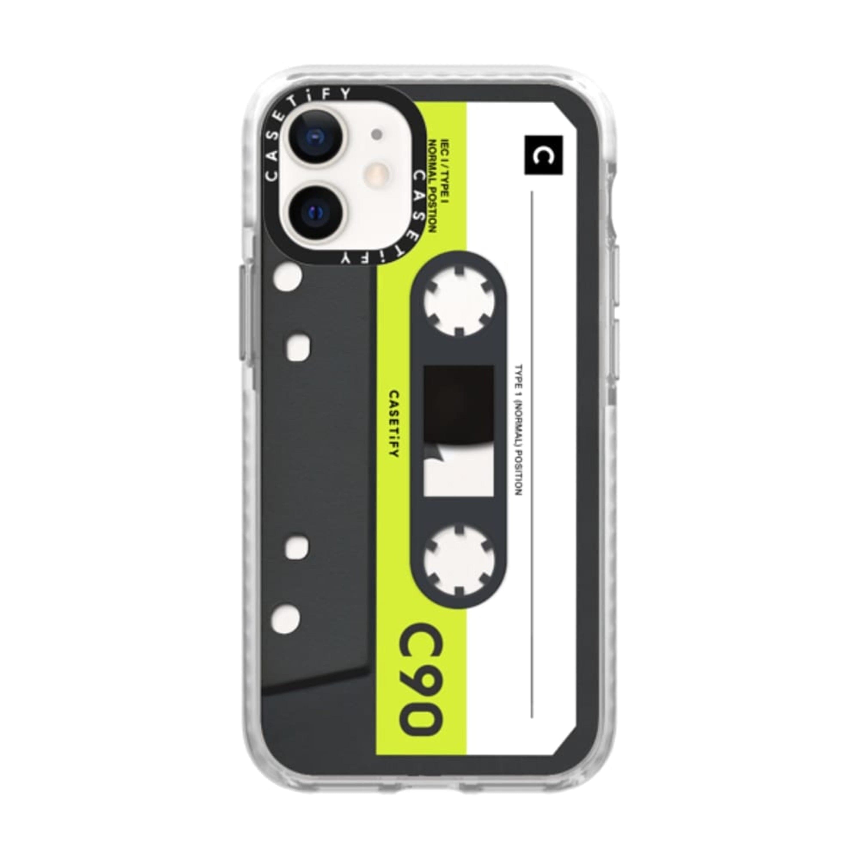 Casetify Cassette Collection Apple iPhone 12 Mini Case - 10 Ft. Impact Protection Shock Absorbing Cover, Anti-Microbial, Slim & LightWeight, Wireless & MagSafe Charging Compatible - Mixtape Neon