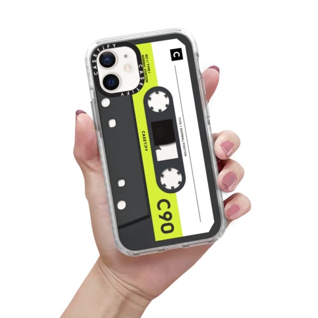 Casetify Cassette Collection Apple iPhone 12 Mini Case - 10 Ft. Impact Protection Shock Absorbing Cover, Anti-Microbial, Slim & LightWeight, Wireless & MagSafe Charging Compatible - Mixtape Neon